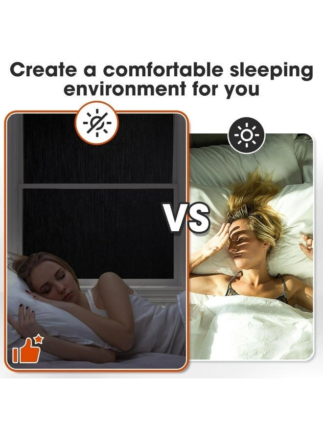 ستة بنسات فيلم تعتيم للنوافذ، يحجب الضوء بنسبة 100%، يوفر خصوصية تامة، عازل للحرارة، يحجب الأشعة فوق البنفسجية، يلتصق بالنوافذ بدون غراء، قابل للإزالة وإعادة الاستخدام، مناسب للمنزل، غرفة النوم، المطبخ، الحمام، غرفة المعيشة - Image 3